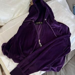 purple tracksuit jacket ; zip down purple velvet